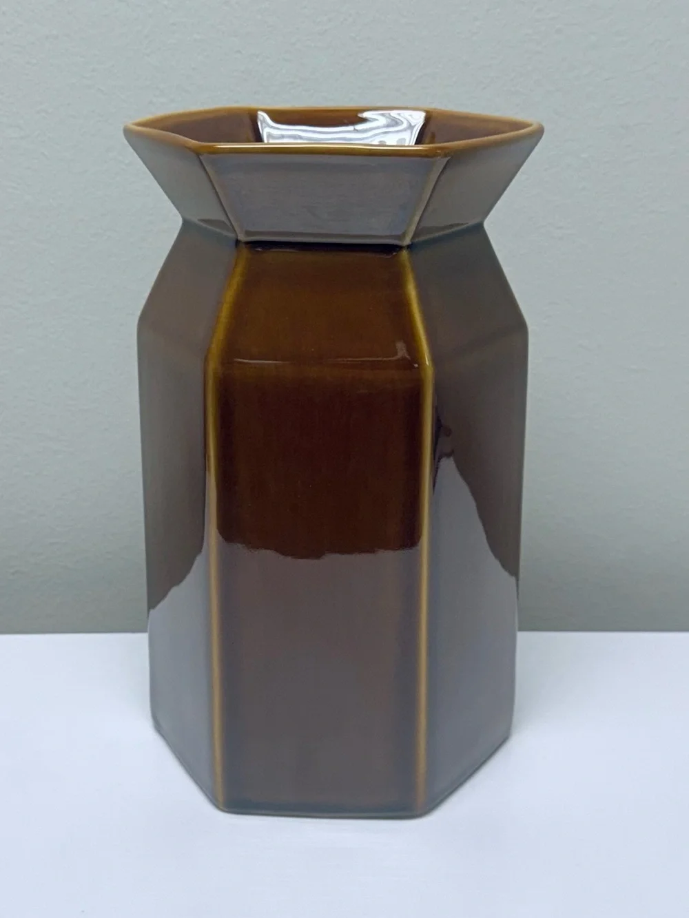 Short Hexagon Ceramic Brown Vase - Threshold™ designed with Studio McGee